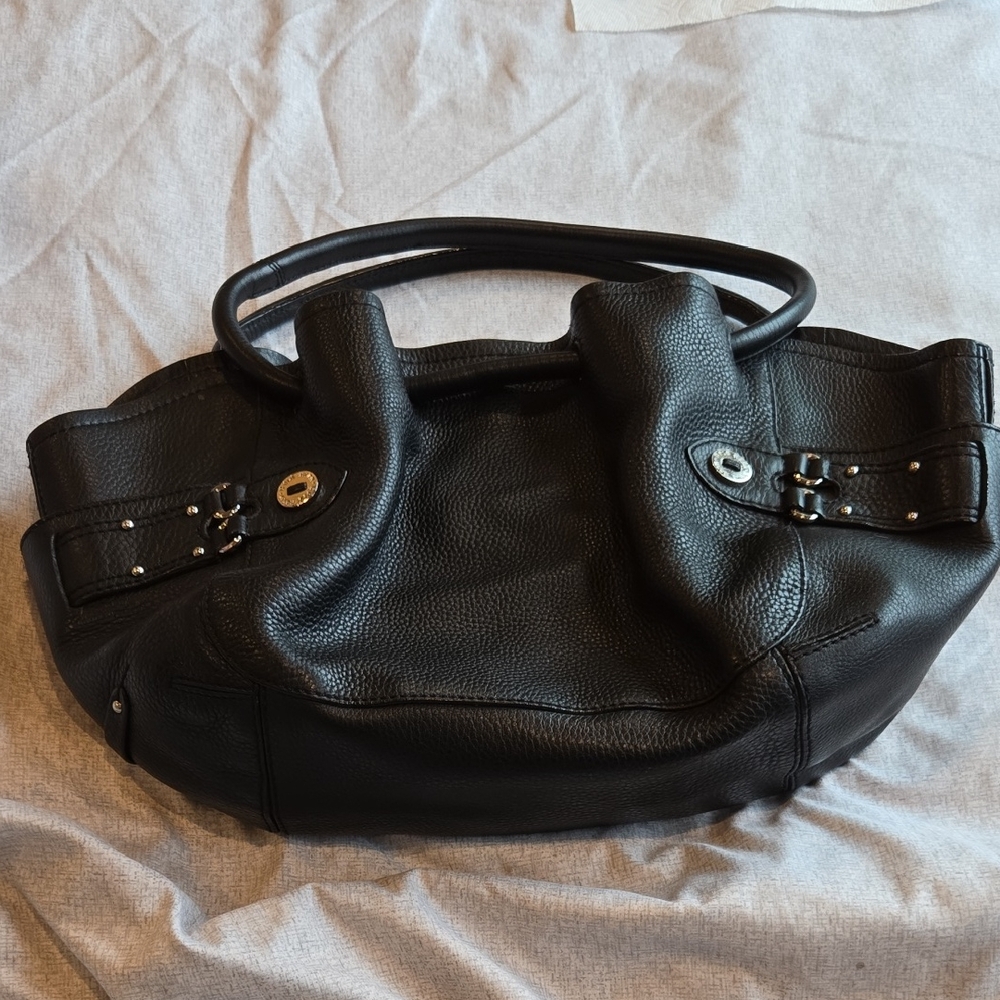 Cole Haan Black Pebbled Leather Tulip Cinch Hobo Shoulder Bag